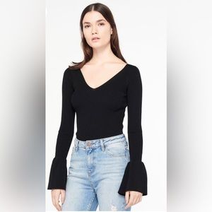 Sandro Malana Knit Bell Sleeve Top